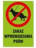 Tabliczka zakaz wprowadzania psów